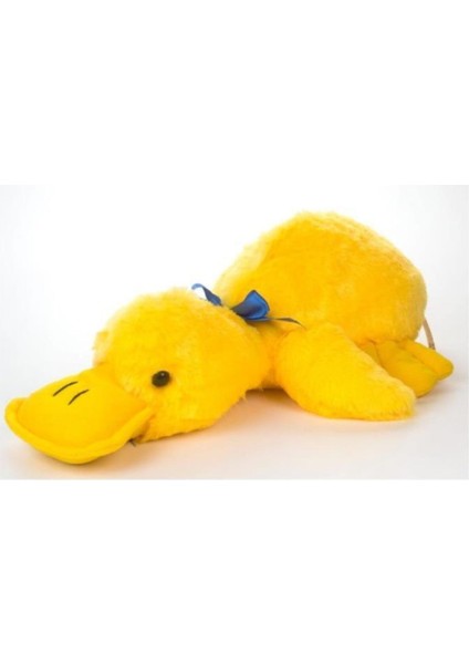 Unisex Çocuk Sarı Sevimli Yatan Ördek Peluş Oyuncak 40 cm