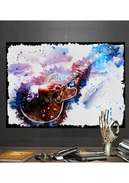 Gitar Sanatı Gitar Tasarım 50X70CM Hediyelik Dekoratif 8mm Ahşap Tablo
