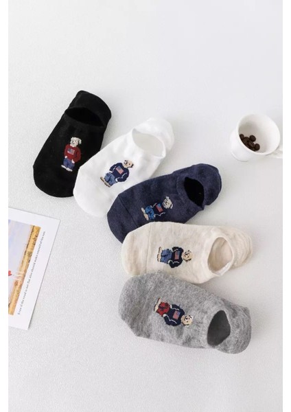 5'li Teddy Bear Oyuncak Ayı Desenli Babet Çorap Seti 5 Çift modelleri