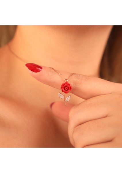 925 Ayar Gümüş Gül Kolye modelleri