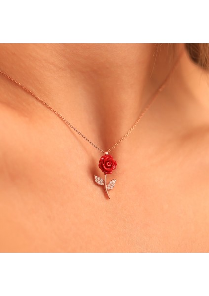 925 Ayar Gümüş Gül Kolye fırsatları