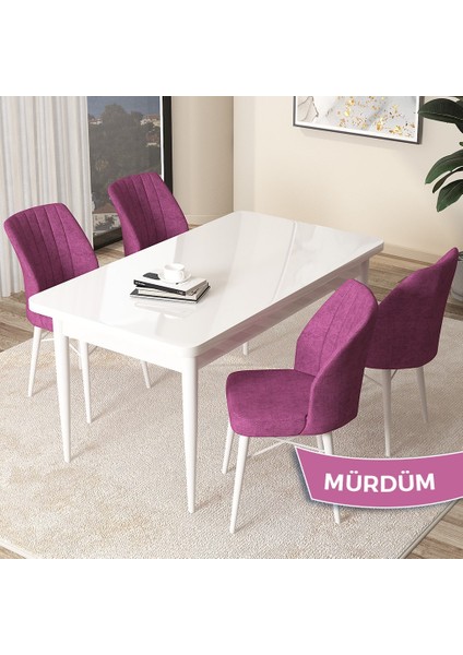 Concept Arp Serisi Beyaz Masa 70 x 110 cm Sabit Mutfak Masası Takımı 4 Sandalye