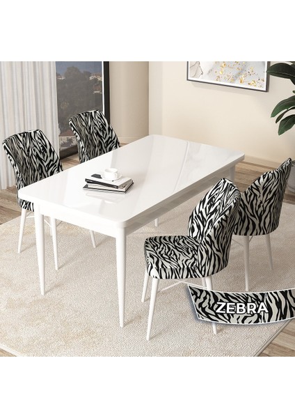 Concept Arp Serisi Beyaz Masa 70 x 110 cm Sabit Mutfak Masası Takımı 4 Sandalye
