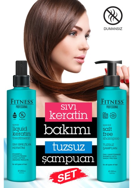 Brezilya Fönü Sıvı Keratin Bakımı Kalıcı Dumansız & Parabensiz Buğday Proteinli Tuzsuz Şampuan Seti