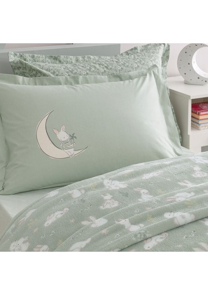 Bedding Rabbit Tek Kişilik Wellsoft Battaniyeli Lastikli Çarşaf Seti - Nil Yeşili