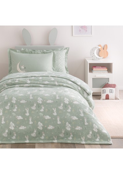 Bedding Rabbit Tek Kişilik Wellsoft Battaniyeli Lastikli Çarşaf Seti - Nil Yeşili fiyatları