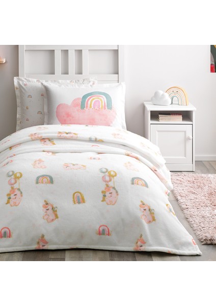 Bedding Rainbow Tek Kişilik Wellsoft Battaniyeli Lastikli Çarşaf Seti - Pembe fiyatları