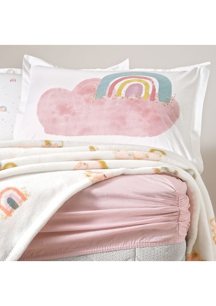 Bedding Rainbow Tek Kişilik Wellsoft Battaniyeli Lastikli Çarşaf Seti - Pembe modelleri