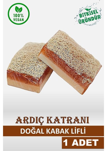 El Yapımı Doğal Kabak Lifli Ardıç Katranı Sabunu 1 Adet 110 gr