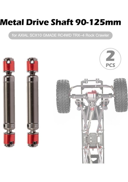 2 Pcs Rc Metal Alüminyum 90-125MM 1:10 Rc Craıl Için Ayarlanabilir Tahrik Mili modelleri