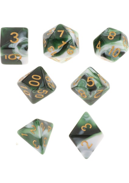 Polyhedral Party, Dnd Rpg Mtg Yetişkinler Için Aile Oyunları Props Aile Oyunları Oyunu Koyu Yeşil Beyaz