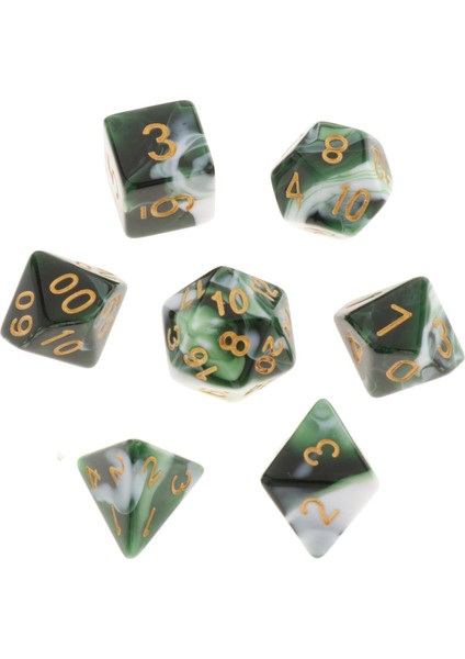 Polyhedral Party, Dnd Rpg Mtg Yetişkinler Için Aile Oyunları Props Aile Oyunları Oyunu Koyu Yeşil Beyaz