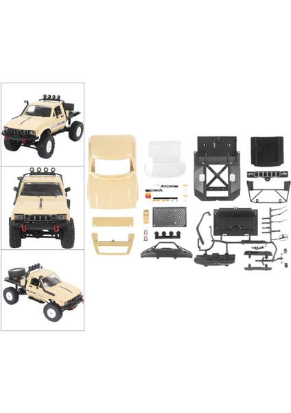 Flower World Plastik 1/16 Rc Araç Vücut Kabuğu Kiti Wpl C14/C24 Model Aksesuar Dıy Sarı Stil 2