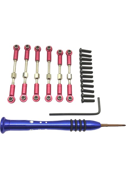 6pcs Direksiyon Servo Bağlantı Çubuğu Wltoys 144001 Rc Araba Yükseltme Parçaları Kırmızı