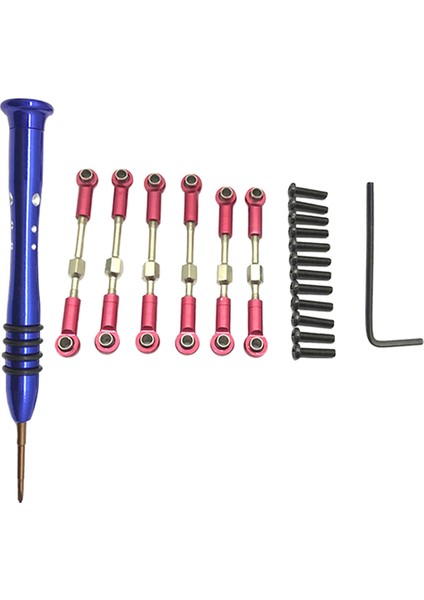 6pcs Direksiyon Servo Bağlantı Çubuğu Wltoys 144001 Rc Araba Yükseltme Parçaları Kırmızı