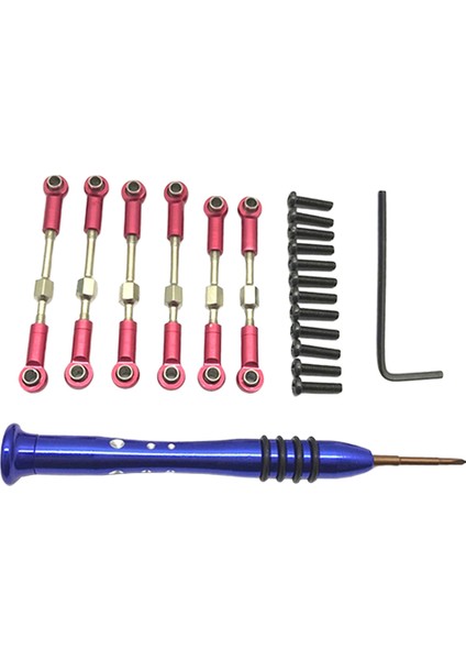 6pcs Direksiyon Servo Bağlantı Çubuğu Wltoys 144001 Rc Araba Yükseltme Parçaları Kırmızı