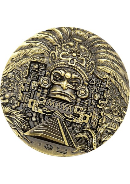 1pc 80MM Maya Takvimi Yeşil Bronz Madalyon Hatıracı