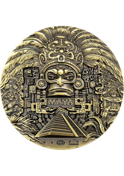 1pc 80MM Maya Takvimi Yeşil Bronz Madalyon Hatıracı