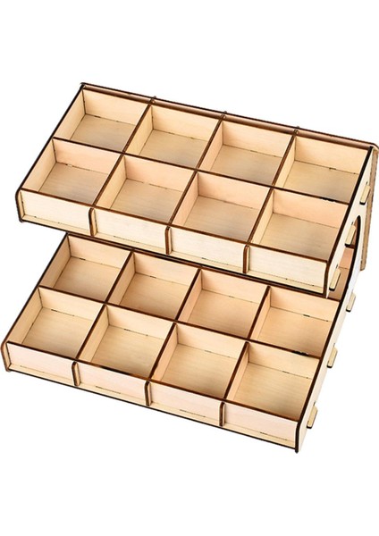 1pc Dıy Ahşap Boya Raf Mürekkep Depolama Organizatörü 2 Katmanlı 20 Grid (Yurt Dışından)