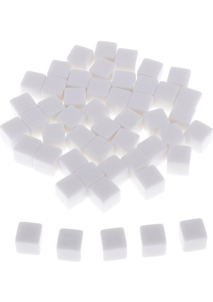 50X Oyun Boş D6 Set D&d Oyuncak Partisi Malzemeleri - Beyaz(Yurt Dışından)
