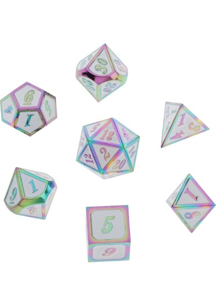 Dnd Rpg Masa Oyunları Için 7pcs Çok Taraflı Prim Gökkuşağı Beyaz