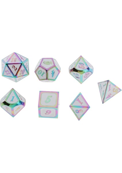 Dnd Rpg Masa Oyunları Için 7pcs Çok Taraflı Prim Gökkuşağı Beyaz