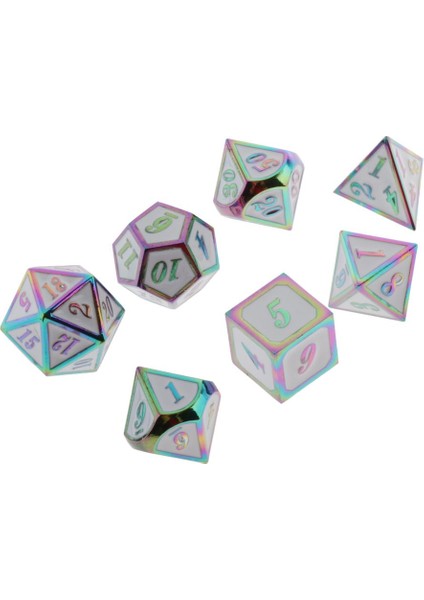 Dnd Rpg Masa Oyunları Için 7pcs Çok Taraflı Prim Gökkuşağı Beyaz