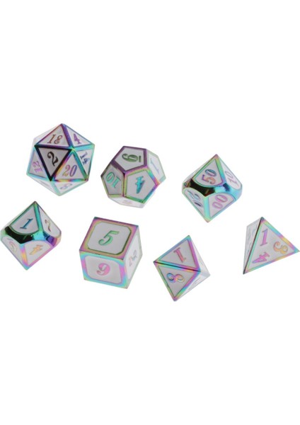 Dnd Rpg Masa Oyunları Için 7pcs Çok Taraflı Prim Gökkuşağı Beyaz