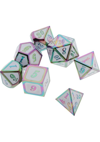 Dnd Rpg Masa Oyunları Için 7pcs Çok Taraflı Prim Gökkuşağı Beyaz
