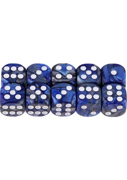 Set 10 Altı Taraflı D6 16MM Standart Die Çok Renkli Beyaz/altın Pip