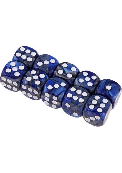 Set 10 Altı Taraflı D6 16MM Standart Die Çok Renkli Beyaz/altın Pip