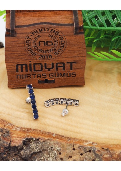 Su Yolu Safir Taşlı 925 Ayar Gümüş Küpe 201021523