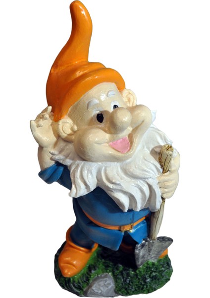 Nesli Butik Kürekli Cüce Gnome, 25 Cm. El Boyaması Biblo, Dekoratif El Sanatları, Ev&ofis Için Özgün Dekor Ürünü