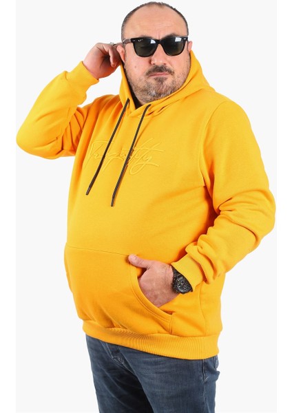 Mocgrande Büyük Beden Kapüşonlu Sweat Twenty 22741 Hardal
