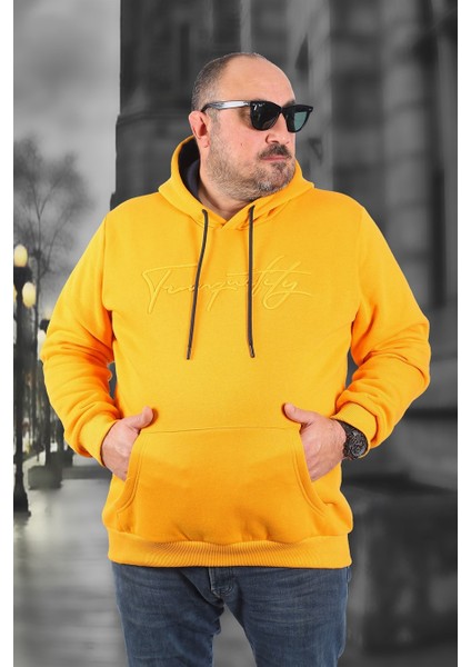 Mocgrande Büyük Beden Kapüşonlu Sweat Twenty 22741 Hardal fiyatları