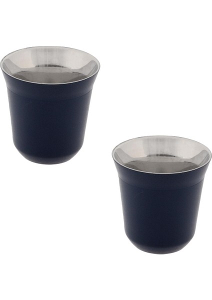 Glory 7 Double Wall Termo Çelik Fincan 2'li 80 Ml Lacivert