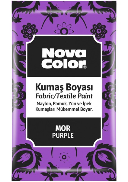 Nova Color Kumaş Boyası Toz 12 gr Mor NC-907 1 Paket 12 Adet