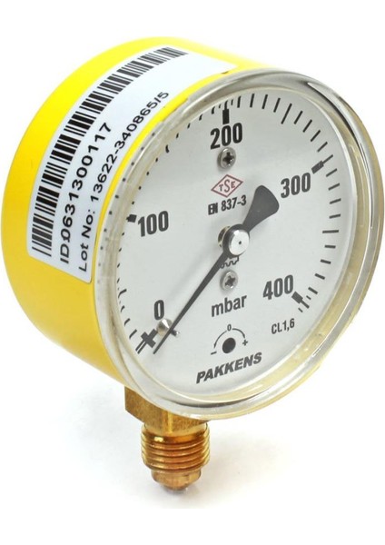 0-400 Mbar 63 mm Alttan Bağlantılı Kapsül Diyaframlı Doğalgaz Manometresi Cl1,6 G 1/4''