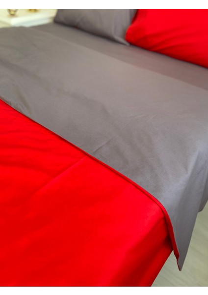 Çift Taraflı Kırmızı-Koyu Gri Renkli Çift Kişilik Yorgan Kılıfı indirimleri