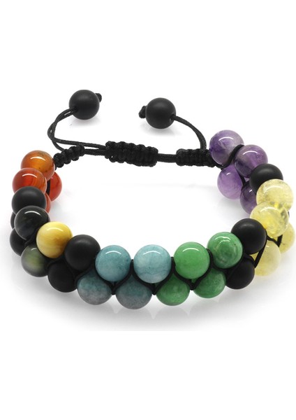 Çift Sıra Makrome Örgülü Küre Kesim Çakra Doğaltaş Kombinli Kadın Başarı Bilekliği fırsatları