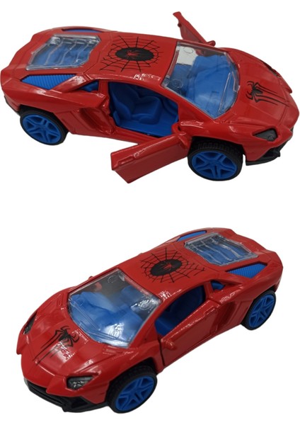 Spiderman Metal Araba Örümcek Adam Kapıları Açılabilen Oyuncak Çek Bırak Metal Araba 14CM.