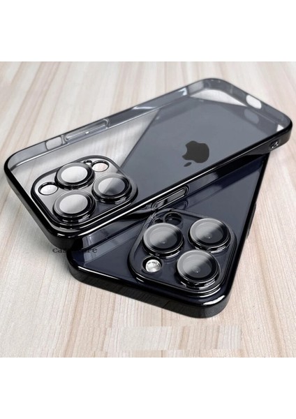 iPhone 14 Pro Max Uyumlu Kılıf Kendinden Kamera Lens Üstü Koruyuculu Kenarları Parlak Renkli Arkası Şeffaf Silikon modelleri