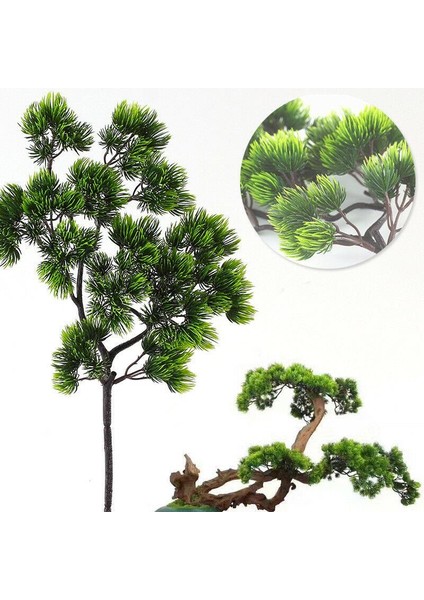 Yapay Çiçek Bonzai Dalı Çam Iğneli Bonsai Yaprakları Dekoratif Yapay Bitki