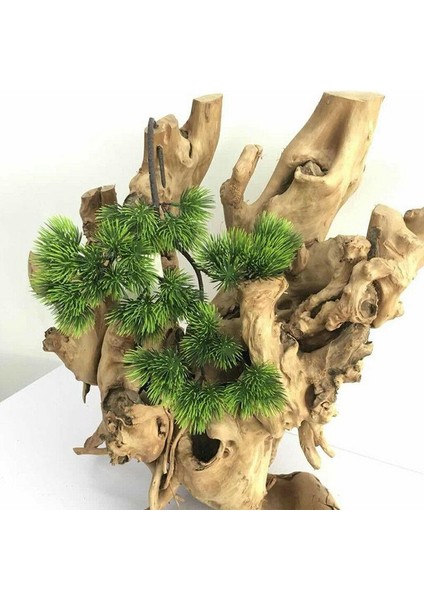 Yapay Çiçek Bonzai Dalı Çam Iğneli Bonsai Yaprakları Dekoratif Yapay Bitki