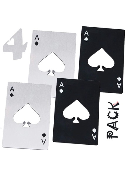 4 Adet Poker Kart Paslanmaz Çelik Şişe Açacağı