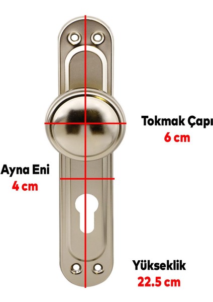 Kumru Aynalı Niken Kapı Tokmağı Topuzu Kolu Metal Tokmak Yale