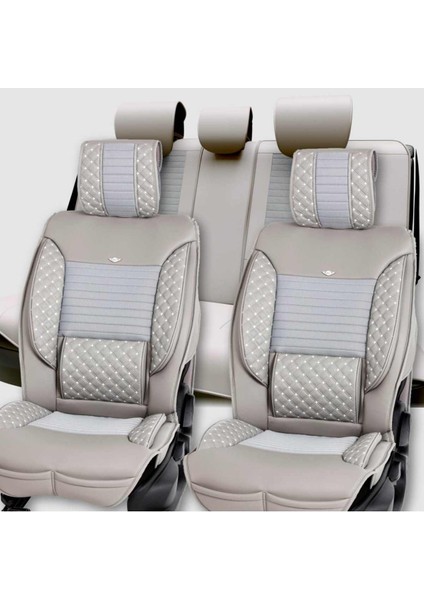 skoda Super B Uyumlu Lüks Deri Oto Koltuk Kılıfı Ön/arka Set Elit Gri