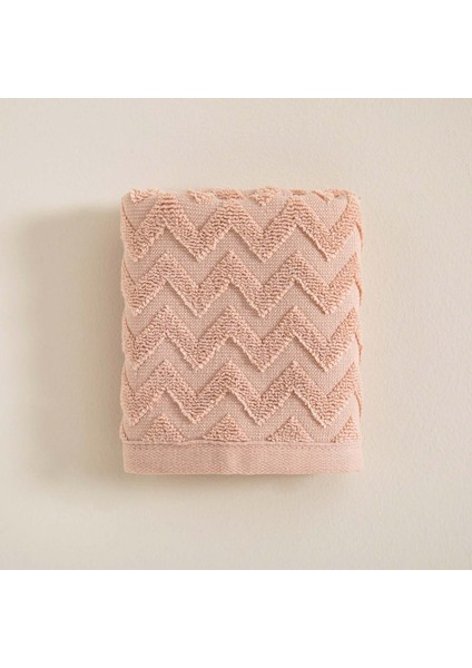 Zigzag El Havlusu 30 x 40 cm Ekru/Koyu Somon