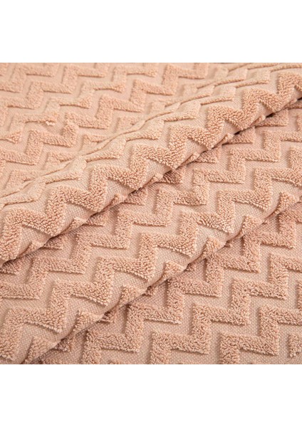 Zigzag Yüz Havlusu 50 x 70 cm Ekru/Koyu Somon