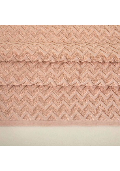Zigzag Yüz Havlusu 50 x 70 cm Ekru/Koyu Somon